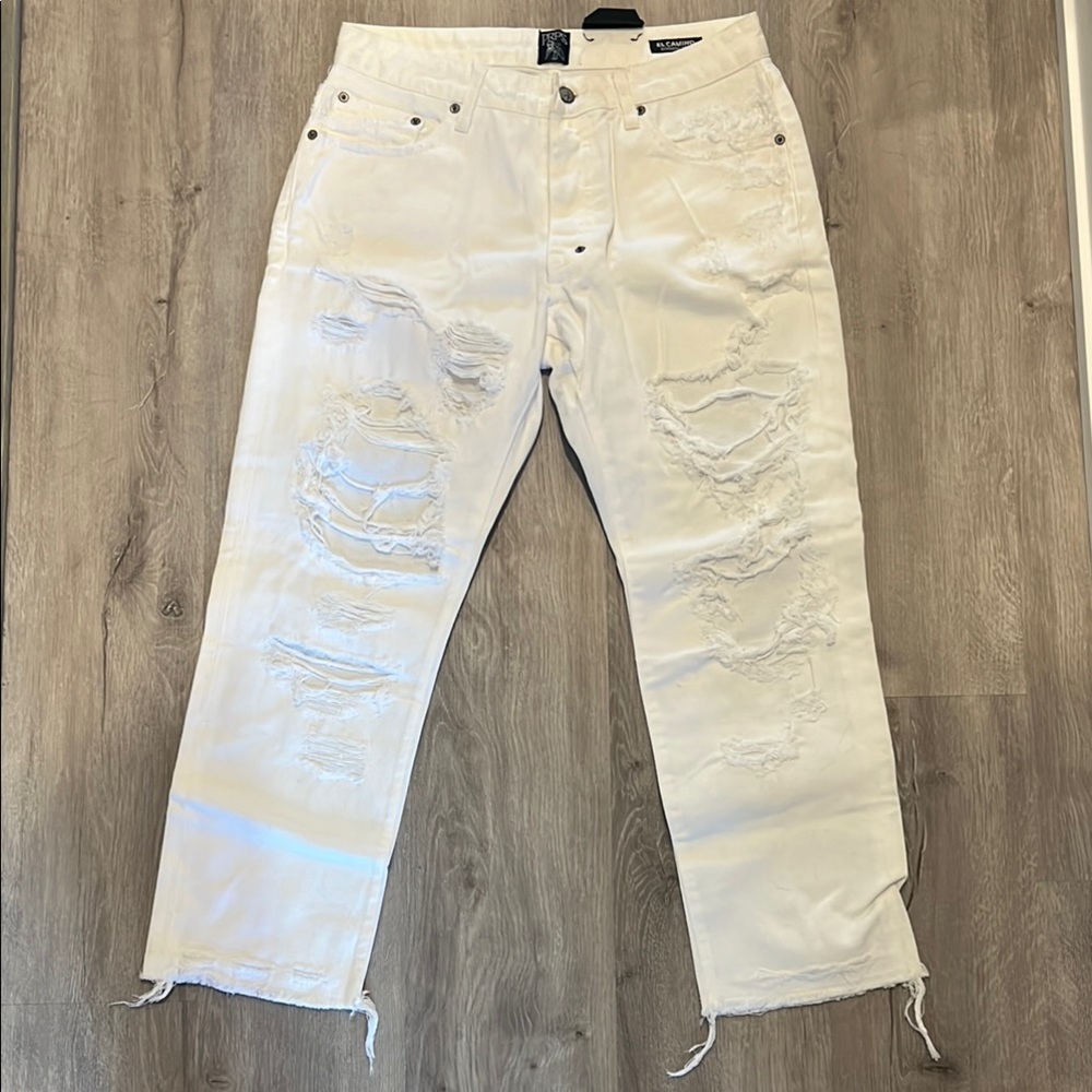 PRPS White Boyfriend Distressed Jeans